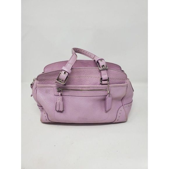 Coach Lavender Purple Chelsea Pebble Leather Satchel Bag Tassel Preppy Classic - Picture 1 of 12